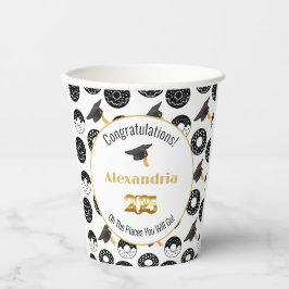 2025ドーナツと度モダン白黒 紙コップ