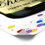 2025ハッピーニューイヤーきらめくワインボトル ポスター (角)