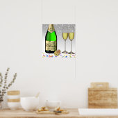 2025ハッピーニューイヤーきらめくワインボトル ポスター (キッチン)