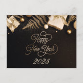 2025ハッピーニューイヤー黒カスタム金ゴールド事業 シーズンポストカード (正面)