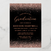 2025バラ金ゴールドグリッターブラック卒業パーティー 箔招待状 (正面)