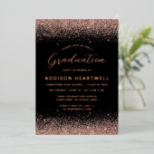 2025バラ金ゴールドグリッターブラック卒業パーティー 箔招待状 (立ち正面)