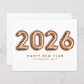 2025バラ金ゴールドマイラーバルーンハッピー新年カード (正面/裏面)