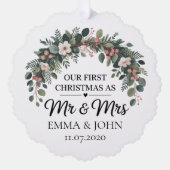 2025パーソナライズされた年の初めてのクリスマス オーナメントカード (正面)