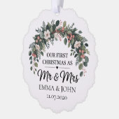 2025パーソナライズされた年の初めてのクリスマス オーナメントカード (左)