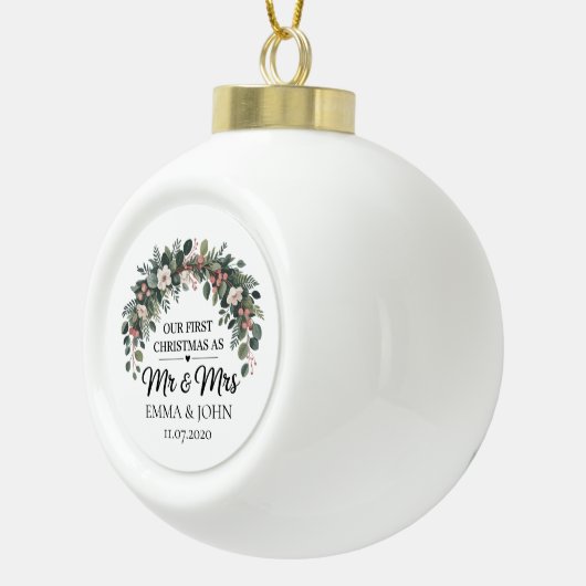 2025パーソナライズされた年の初めてのクリスマス セラミックボールオーナメント (右)
