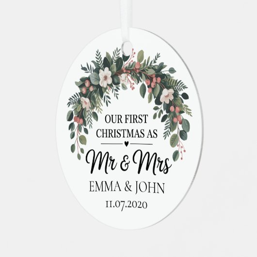 2025パーソナライズされた年の初めてのクリスマス メタルオーナメント (正面左)