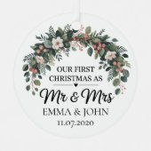 2025パーソナライズされた年の初めてのクリスマス メタルオーナメント (正面)