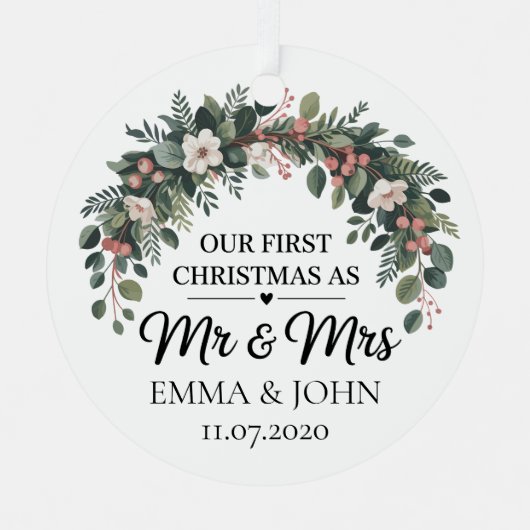 2025パーソナライズされた年の初めてのクリスマス メタルオーナメント (正面)