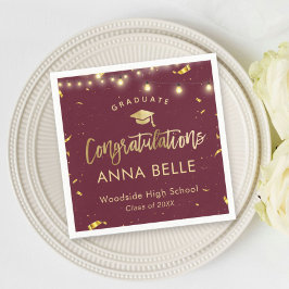 2025パーソナライズされた年カスタムの卒業クラス赤 スタンダードカクテルナプキン