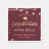 2025パーソナライズされた年カスタムの卒業クラス赤 スタンダードカクテルナプキン (正面)