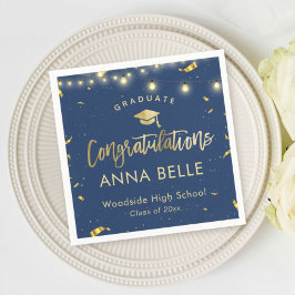 2025パーソナライズされた年カスタム海軍の卒業クラス スタンダードカクテルナプキン