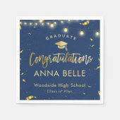 2025パーソナライズされた年カスタム海軍の卒業クラス スタンダードカクテルナプキン (正面)