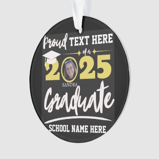 2025パーソナライズされた年誇りを持ったの卒業生クラス オーナメント (正面)
