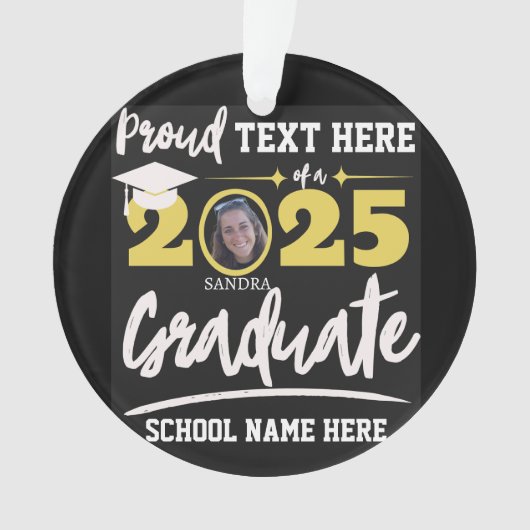 2025パーソナライズされた年誇りを持ったの卒業生クラス オーナメント (正面)