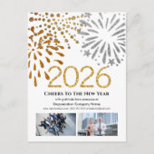2025ビジネスフォトフェスティバルFireworks金ゴールドグリッター シーズンポストカード (正面)