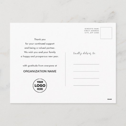 2025ビジネスフォトフェスティバルFireworks金ゴールドグリッター シーズンポストカード (裏面)