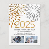 2025ビジネスフォトフェスティバルFireworks金ゴールドグリッター シーズンポストカード (正面)