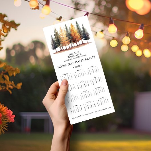 2025ビジネス磁気カレンダー – 森/白