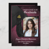 2025ピンクエレガントのタッセルチャーム写真卒業 招待状 (正面/裏面)