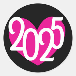 2025ピンクハートグラフィック新年パーティー ラウンドシール