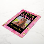 2025ピンク金ゴールド水彩画写真卒業 箔招待状 (回転した状態)