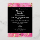 2025ピンク金ゴールド水彩画写真卒業 箔招待状 (裏面)
