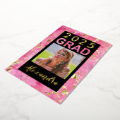 2025ピンク金ゴールド水彩画写真卒業 箔招待状 (回転した状態)