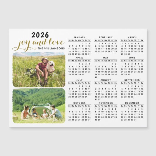 2025フォトカレンダー磁石家族の名前ホワイトブラック (正面)