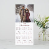 2025フォトカレンダー4x9赤/白ホリデーカード (スタンド正面)