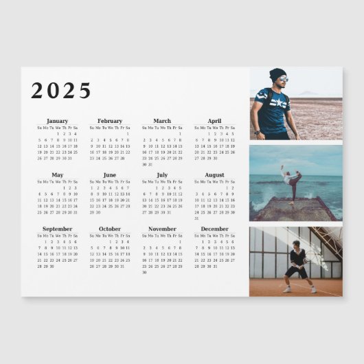 2025フォトパーソナライズされたコラージカレンダマグネット (正面)