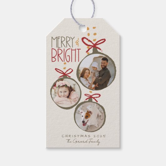 2025フォトファミリークリスマスカードありがとう好意 ギフトタグ (正面)