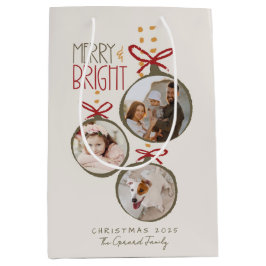 2025フォトファミリークリスマスカードありがとう好意 ミディアムペーパーバッグ