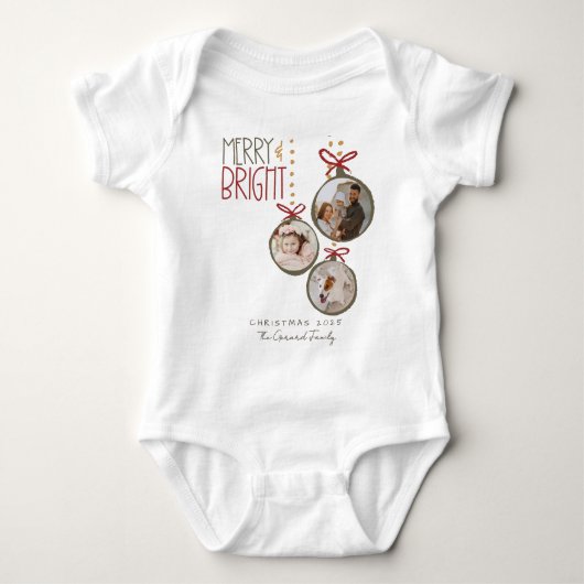 2025フォトファミリークリスマスカードクリスマスパーティー ベビーボディスーツ (正面)
