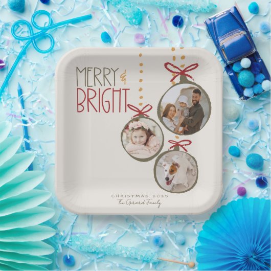 2025フォトファミリークリスマスカードクリスマスパーティー ペーパープレート (パーティー)