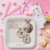 2025フォトファミリークリスマスカードクリスマスパーティー ペーパープレート (パーティー)