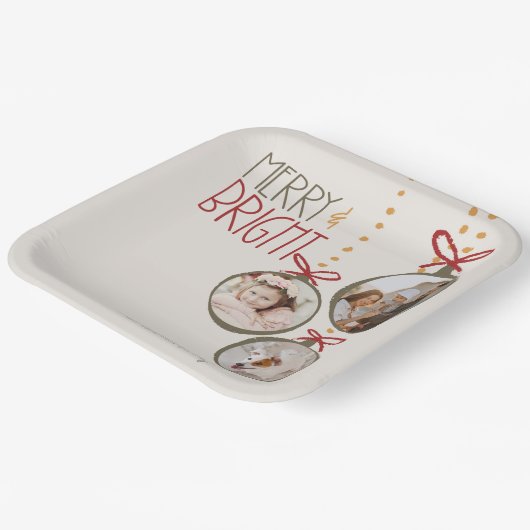 2025フォトファミリークリスマスカードクリスマスパーティー ペーパープレート (傾斜あり)