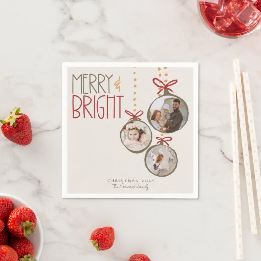 2025フォトファミリークリスマスクリスマスパーティーカード スタンダードカクテルナプキン (インサイチュ)