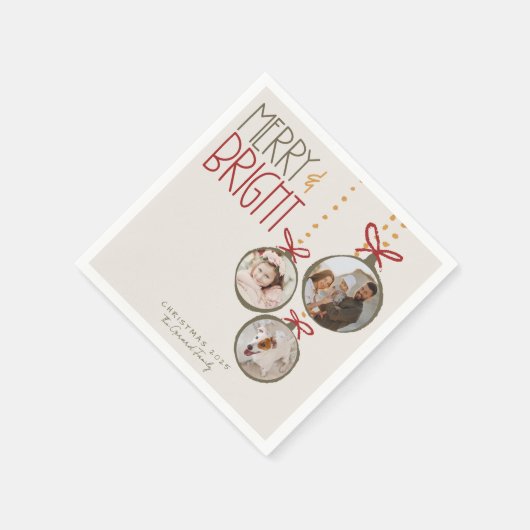 2025フォトファミリークリスマスクリスマスパーティーカード スタンダードカクテルナプキン (角)