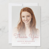 2025フォト赤面ピンクグリッタードリップ卒業 サンキューカード (正面)