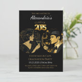 2025ブラック金ゴールドカクテル&キャップ卒業パーティー 招待状 (スタンド正面)