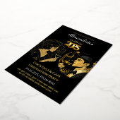 2025ブラック金ゴールドカクテル&キャップ卒業パーティー 箔招待状 (回転した状態)