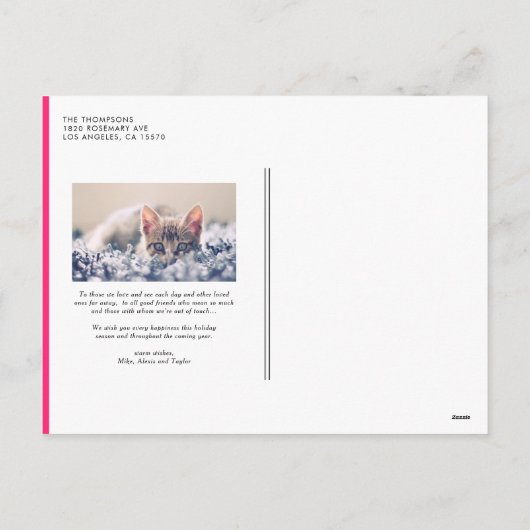 2025ホットピンクはっきりしたタイポグラフィ新年写真 シーズンポストカード (裏面)