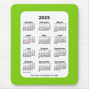 2025ホリデーイエローグリーンカレンダーバイジャン マウスパッド