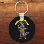 2025マッチングメンおもしろいズ女性Meowdi Gras Cat Ma キーホルダー (正面)