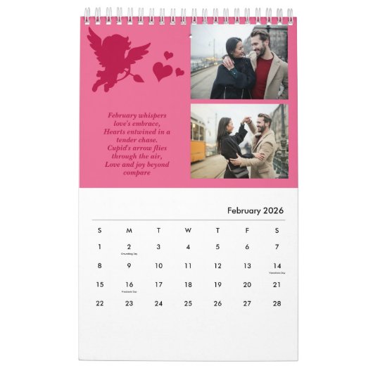 2025ミニマモダンリストカスタムの家族の写真と文字 カレンダー (2月 2026)