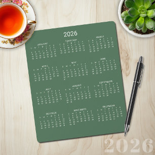 2025ミニマモダンリストSageグリーンカレンダー マウスパッド