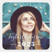 2025ミニマリスト白写真卒業 スクエアシール (正面)