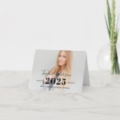 2025ミニマリスト黒いカスタム写真卒業 サンキューカード (正面)