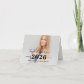 2025ミニマリスト黒いカスタム写真卒業 サンキューカード (正面)